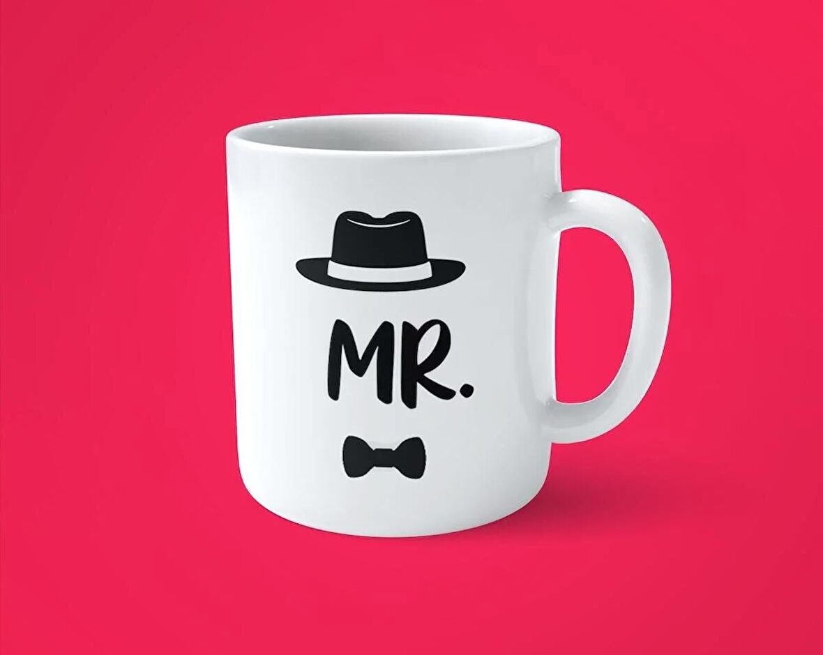 Mr & Mrs 2'li Sevgililere Eşlere Özel Baskılı Kupa Bardak