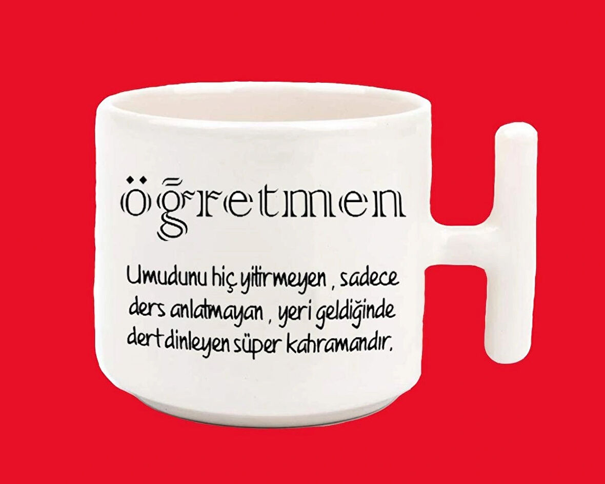 Kişiye Özel Öğretmen Tanımlamalı T Kulplu Latte Kupa