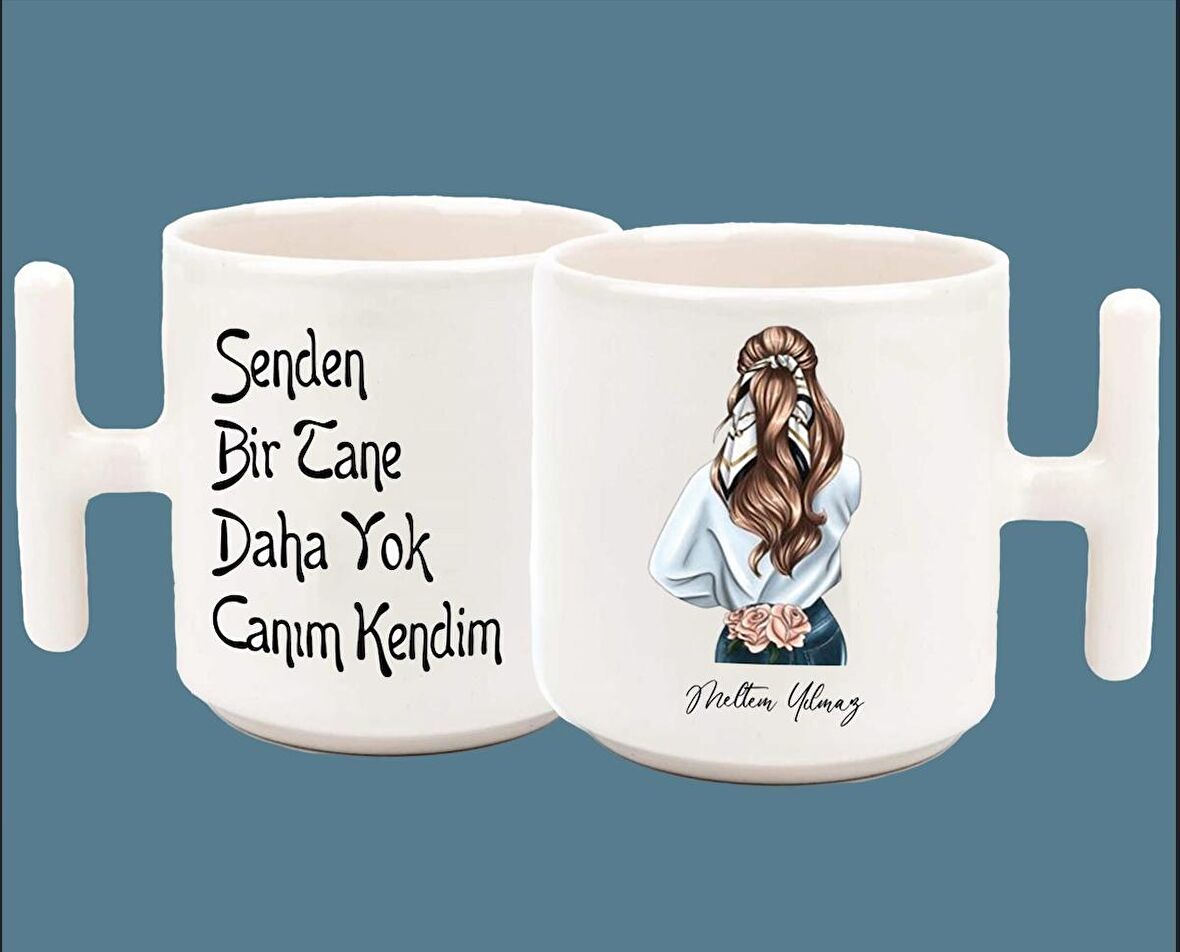 İsimli Senden Bi Tane Daha Yok Canım Kendim Baskılı T Kulp Kupa 2