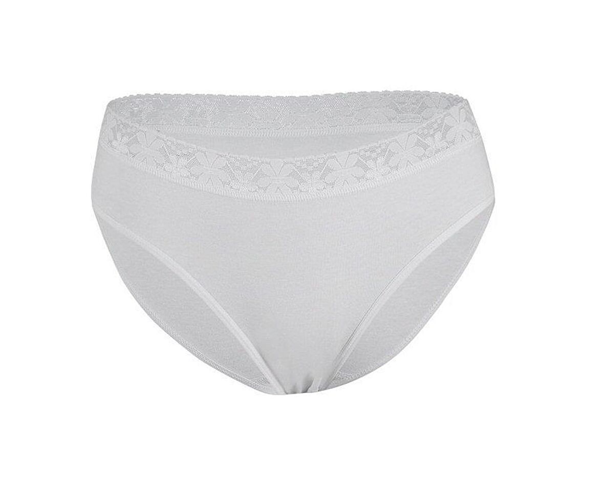 Yıldız 3526 Beyaz Beli Dantelli Kadın Bikini Külot