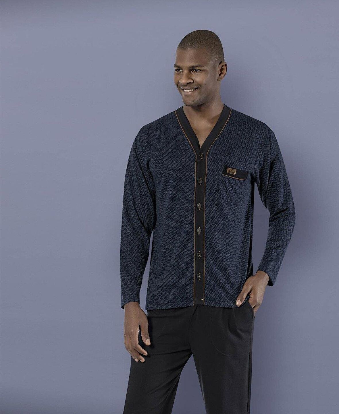 Kly 3168 V Yaka Boydan Düğmeli Pijama Takımı