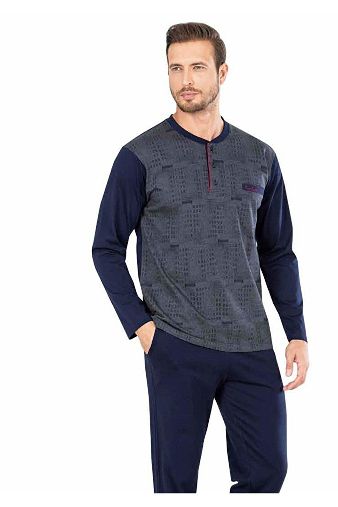 Pierre Cardin Erkek Uzun Kollu Jakarlı Özel Kutulu Pijama Takımı