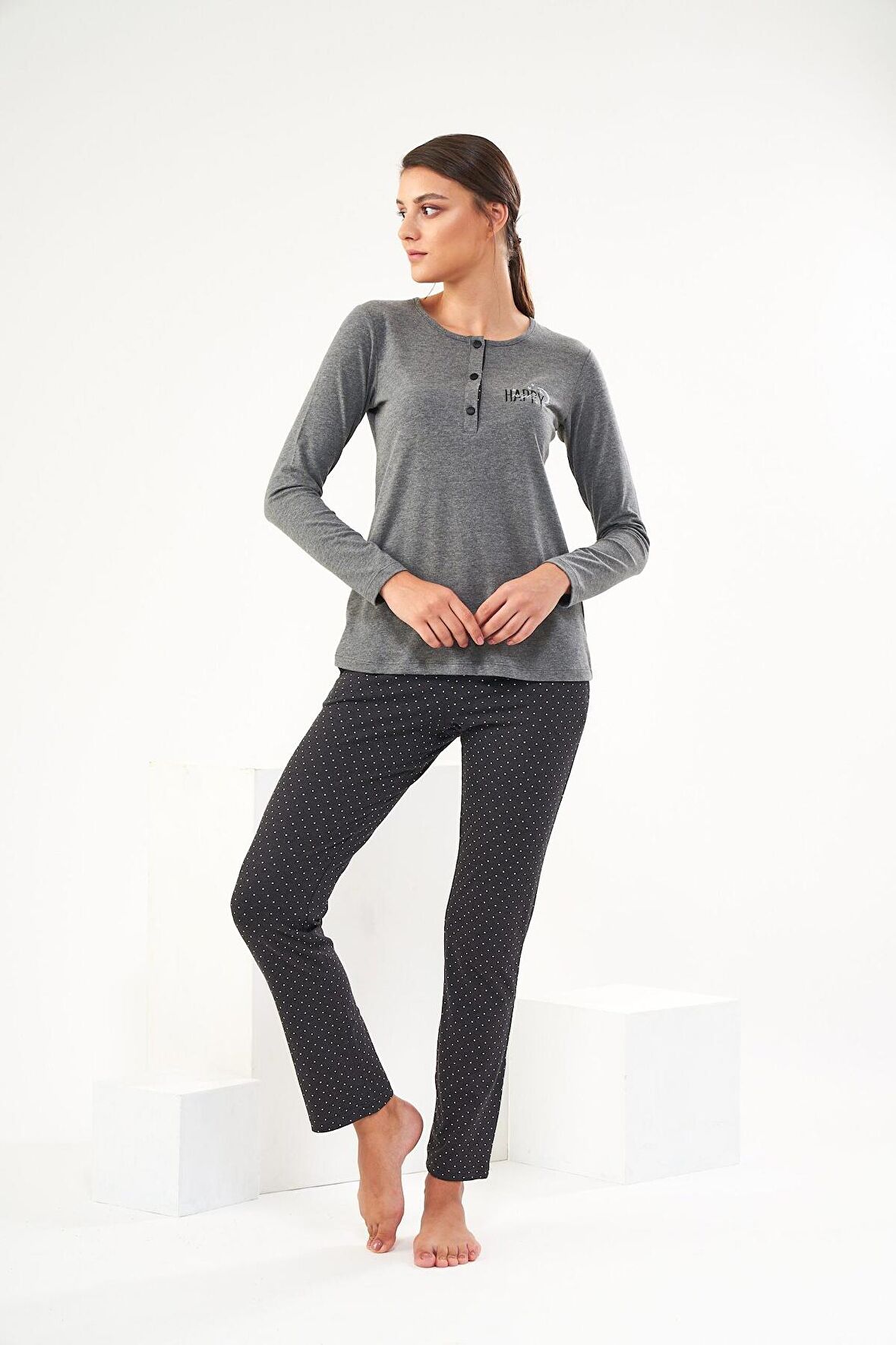 Pjs 22440 Kadın Nakışlı Patlı Pijama Takım