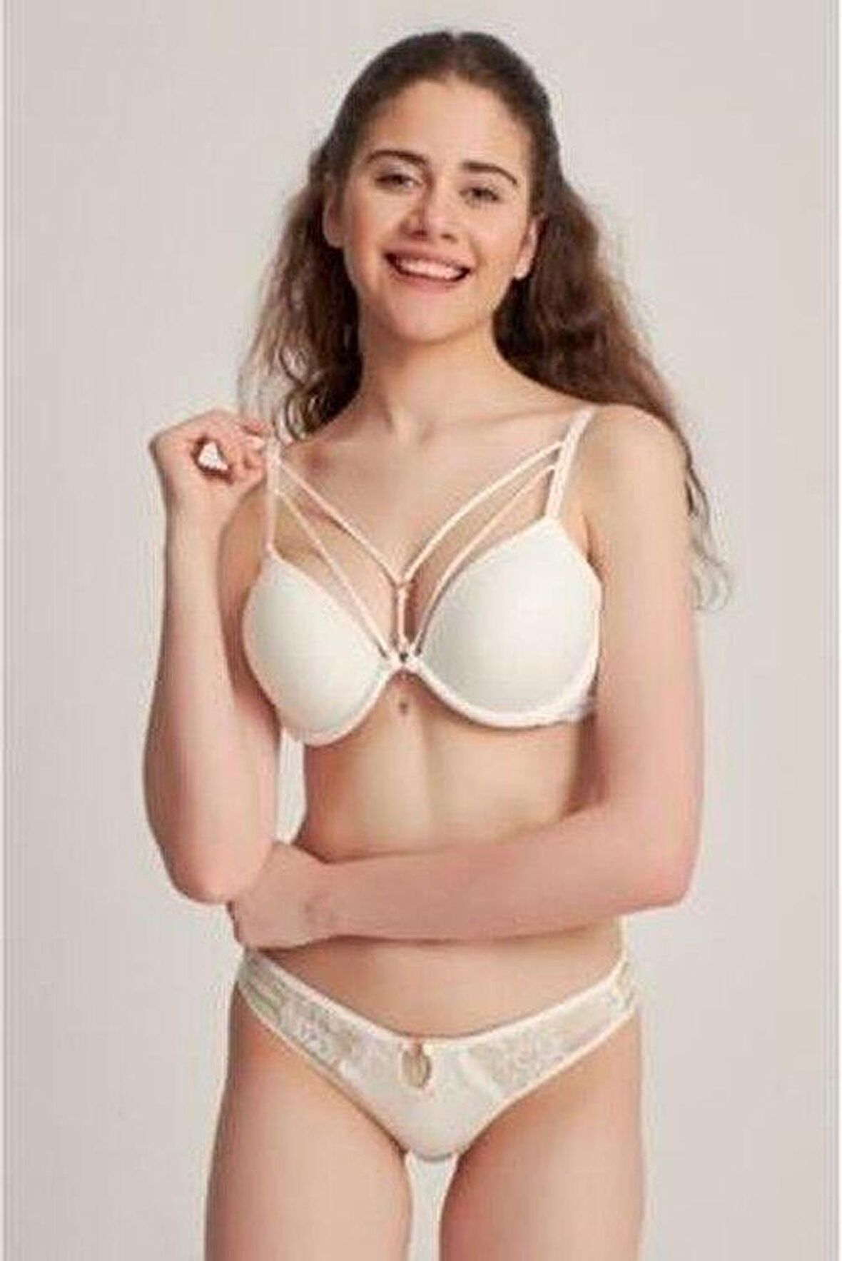 Le Jardin 5020 Silikonlu Taşlı Simli Sütyen Takım