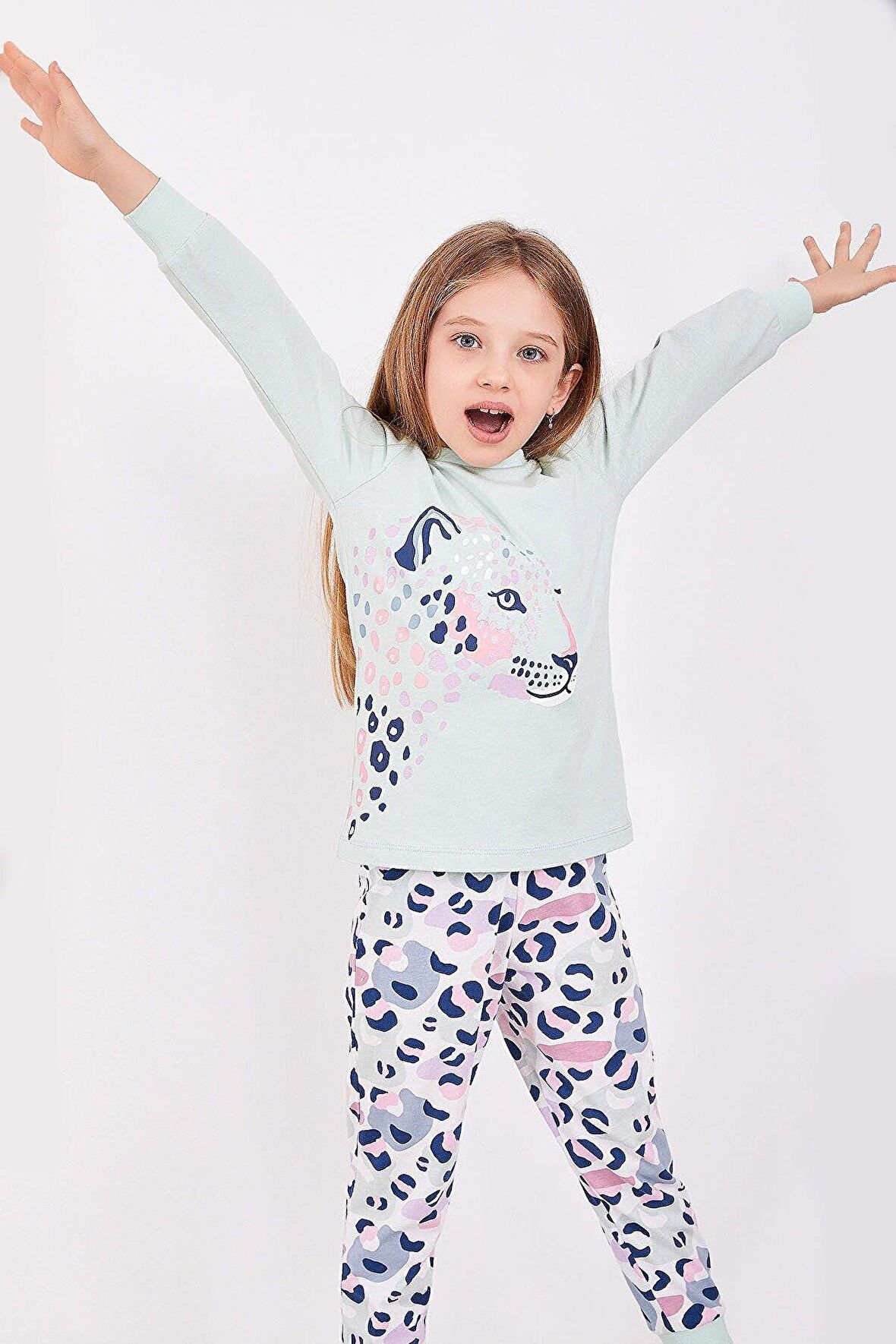 Roly Poly 2960 Leopard Kız Çocuk Uzun Kol Pijama Takım