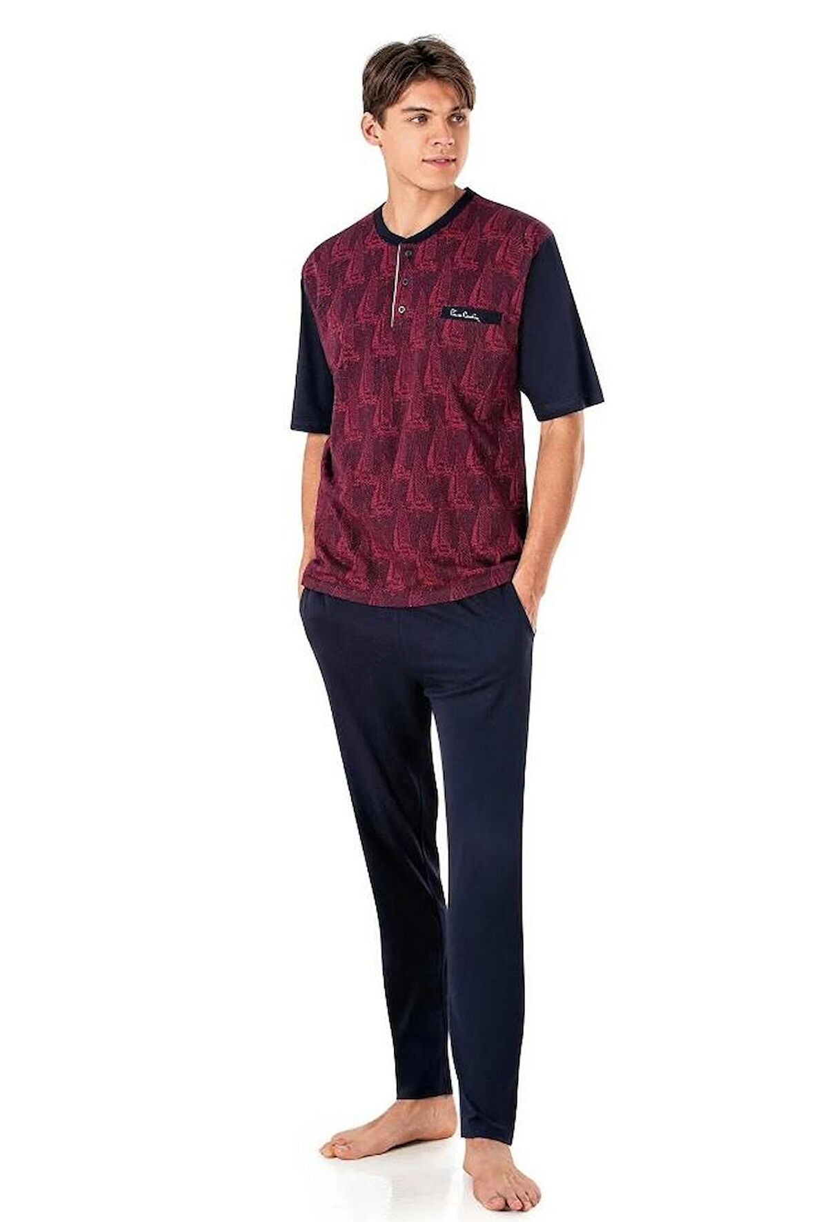 Pierre Cardin 6022 Jakarlı 3’lü Kısakol Pijama Takım