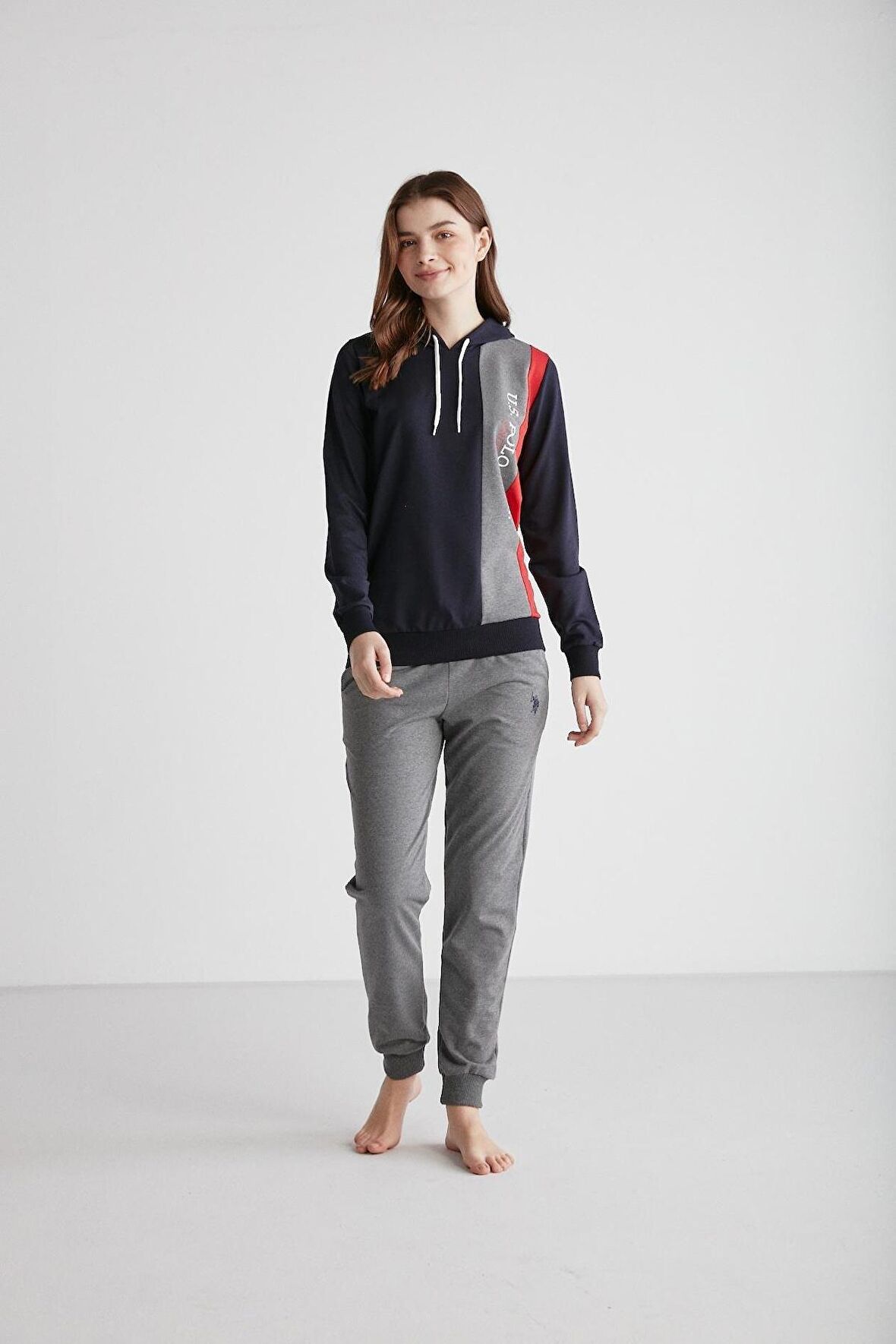 U.S Polo Assn. 16940 Kadın Kapşonlu Pijama Takımı