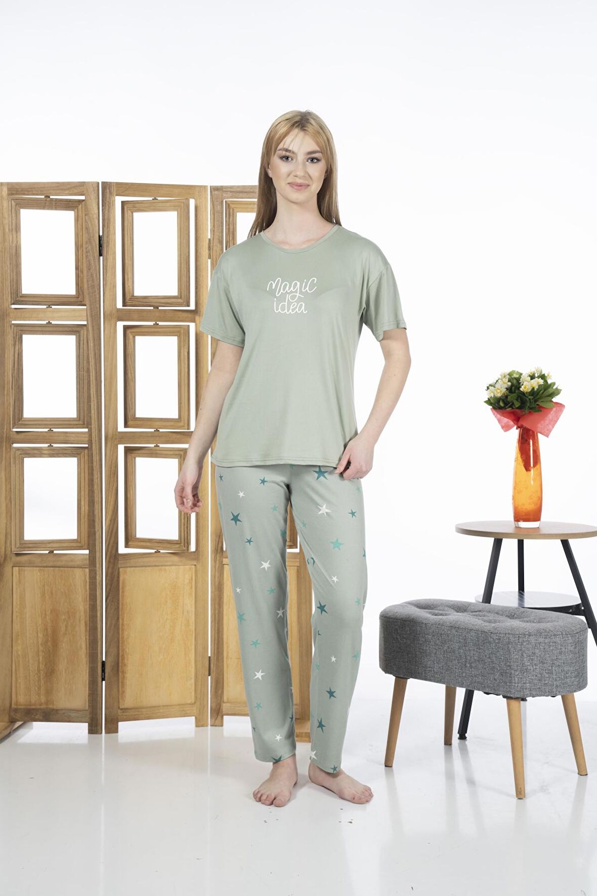 Estiva 24139 Magic İdea Kadın Kısa Kol Pijama Takımı