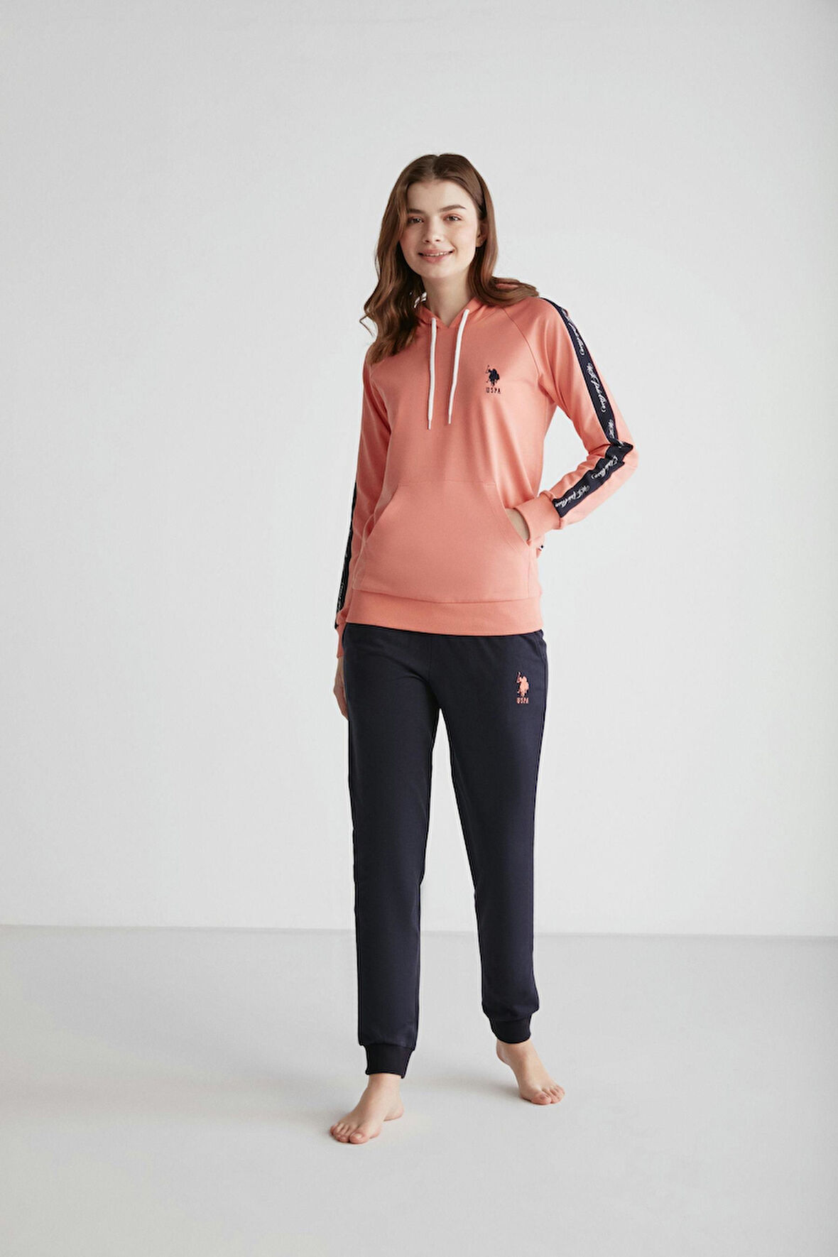 U.S. Polo Assn. 16946 Kadın Kapşonlu Pijama Takımı