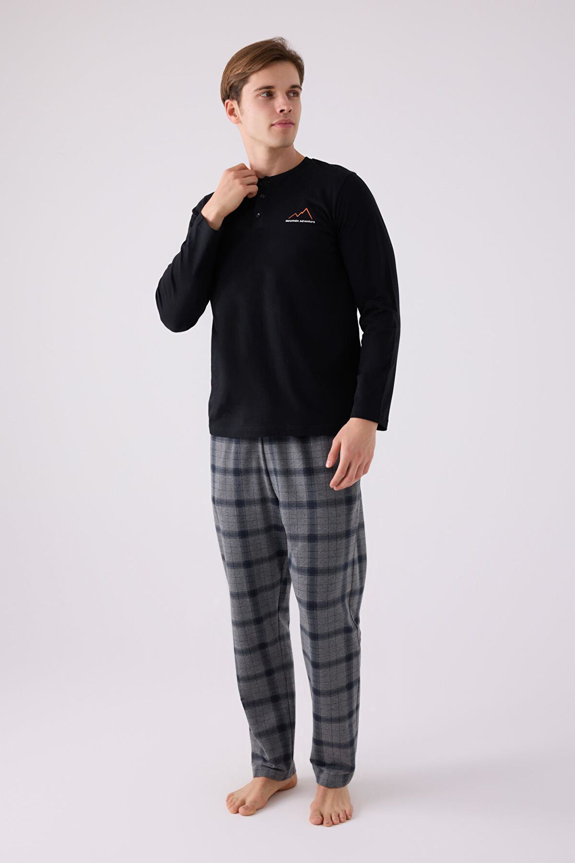 Arnetta 3152 Erkek Uzun Kol Düğmeli Pijama Takım