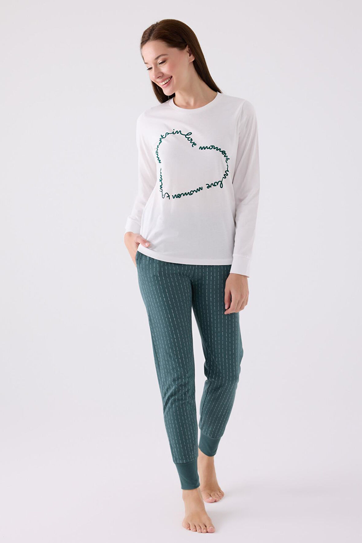 Arnetta 3050 Kadın Love Uzun Kol Pijama Takım