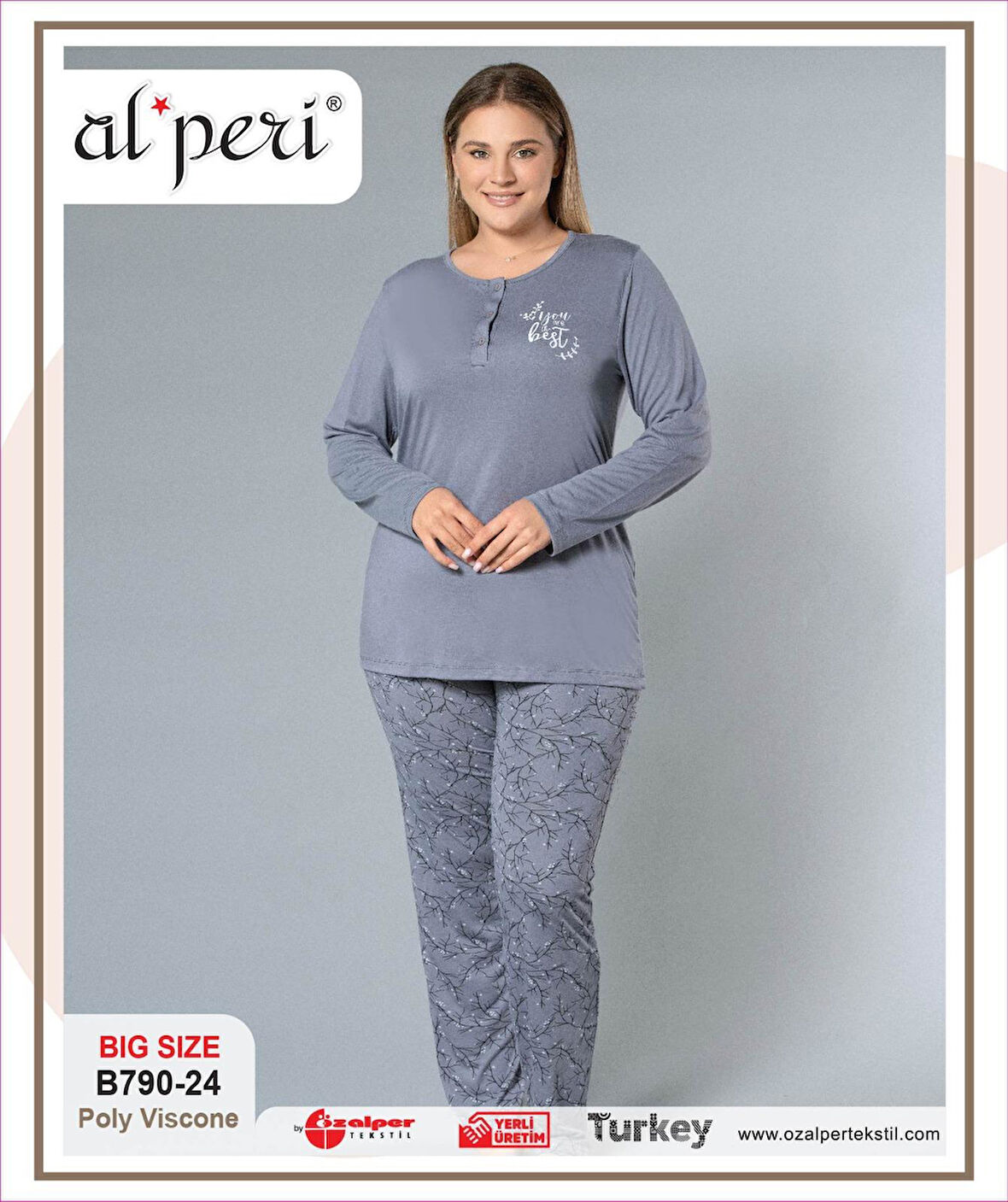 Gd Goldoremi 790-24 Büyük Beden Kadın Uzun Kollu Pijama Takım