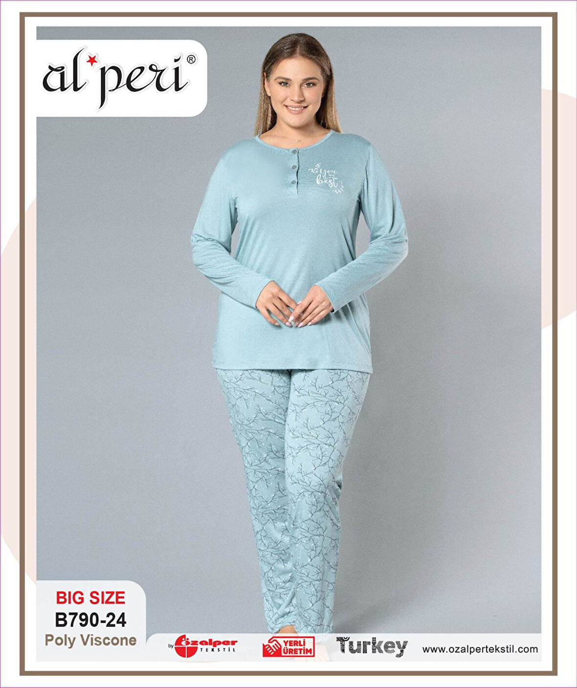 Gd Goldoremi 790-24 Büyük Beden Kadın Uzun Kollu Pijama Takım