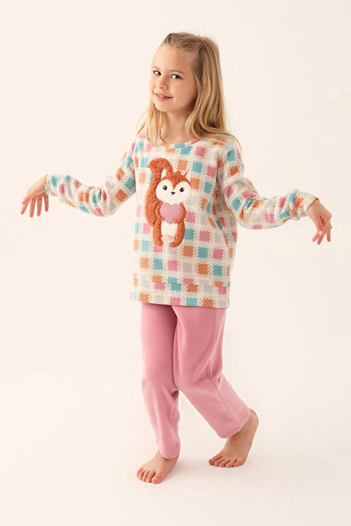 Arnetta 2651 Garson Polar Krem Kız Çocuk Uzun Kol Pijama Takım