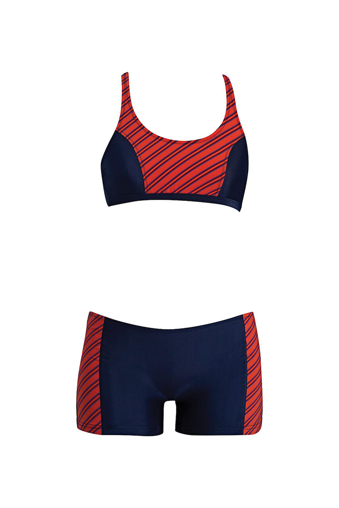 Ruko Maio 24161-1 Kız Çocuk Desenli Freeset Şortlu Bikini