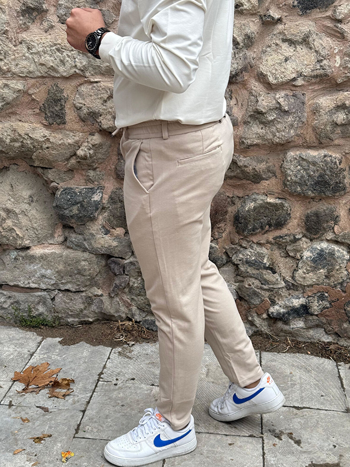 Gd Goldoremi 6649 Erkek Likralı Slim Fit Beli Lastikli İpli Çelik Kumaş Rahat Jogger