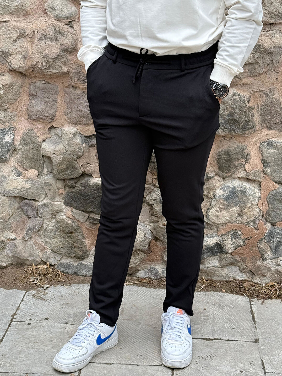 Gd Goldoremi Erkek Slim Fit Beli Lastikli İpli Fermuarlı Likralı Ascoli Kumaş Rahat Jogger