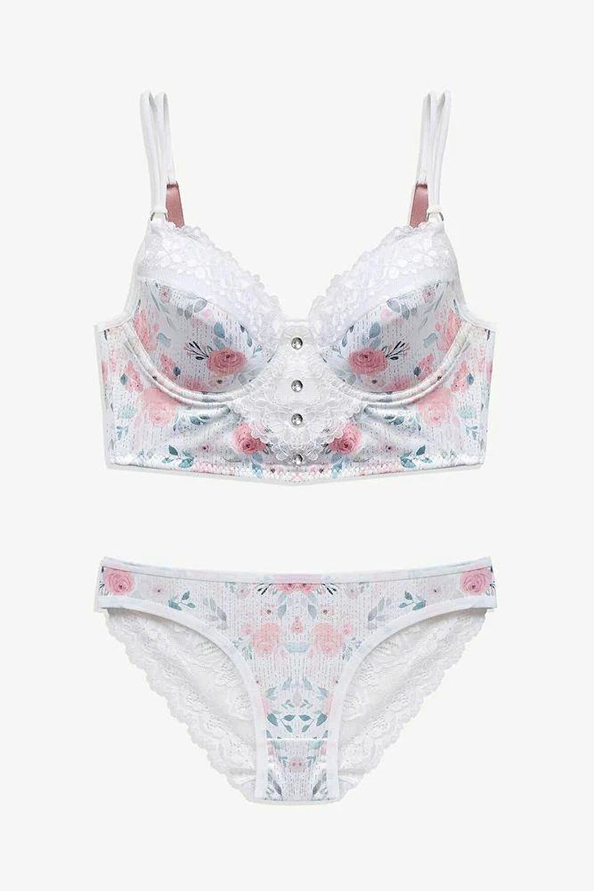 Gd Goldoremi 80311 Kadın Işıltılı Desenli Düğmeli Dantel Detaylı Büstiyer Takım