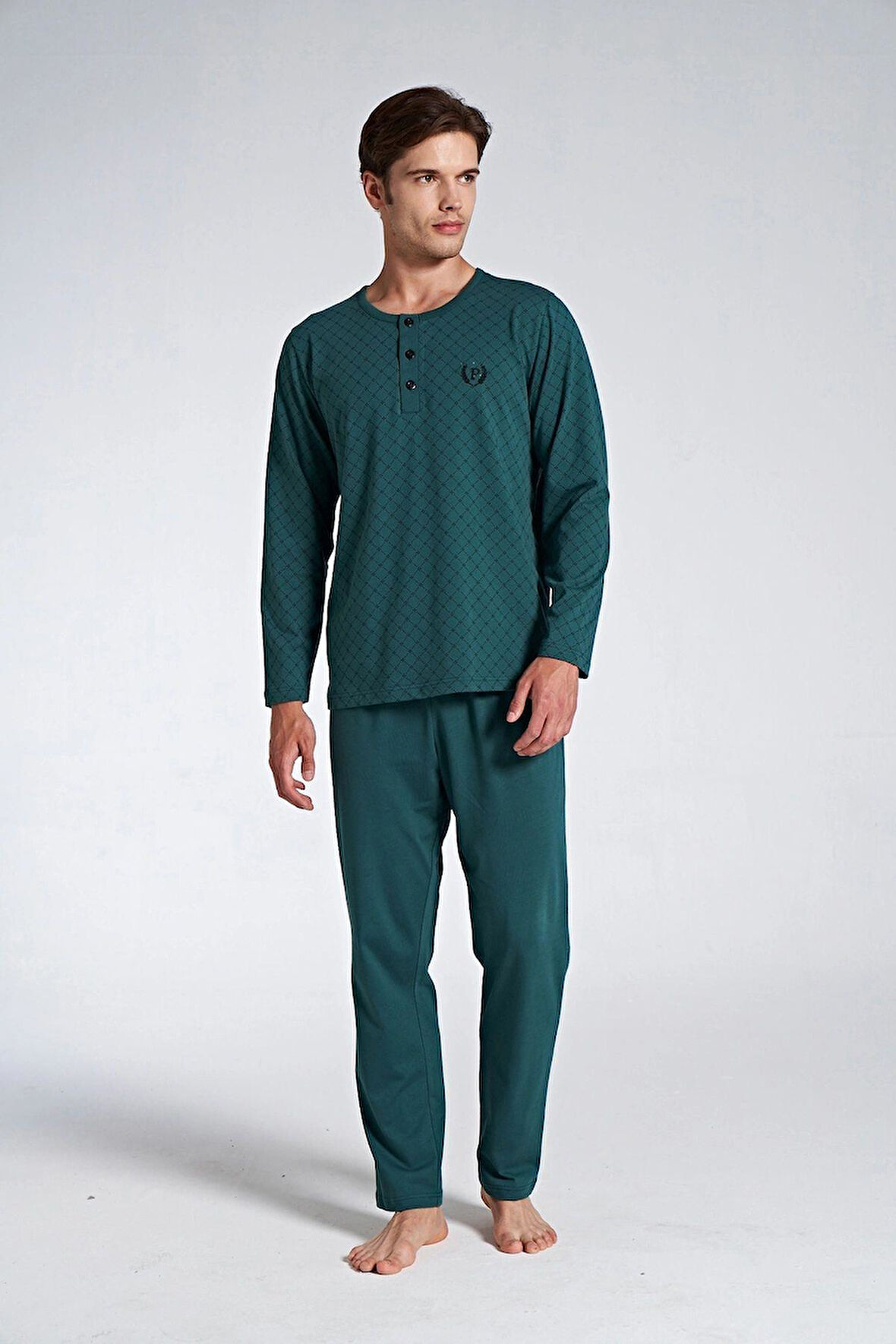 Gd Goldoremi 1750 Büyük Beden Erkek %100 Pamuklu Uzun Kollu Pijama Takım