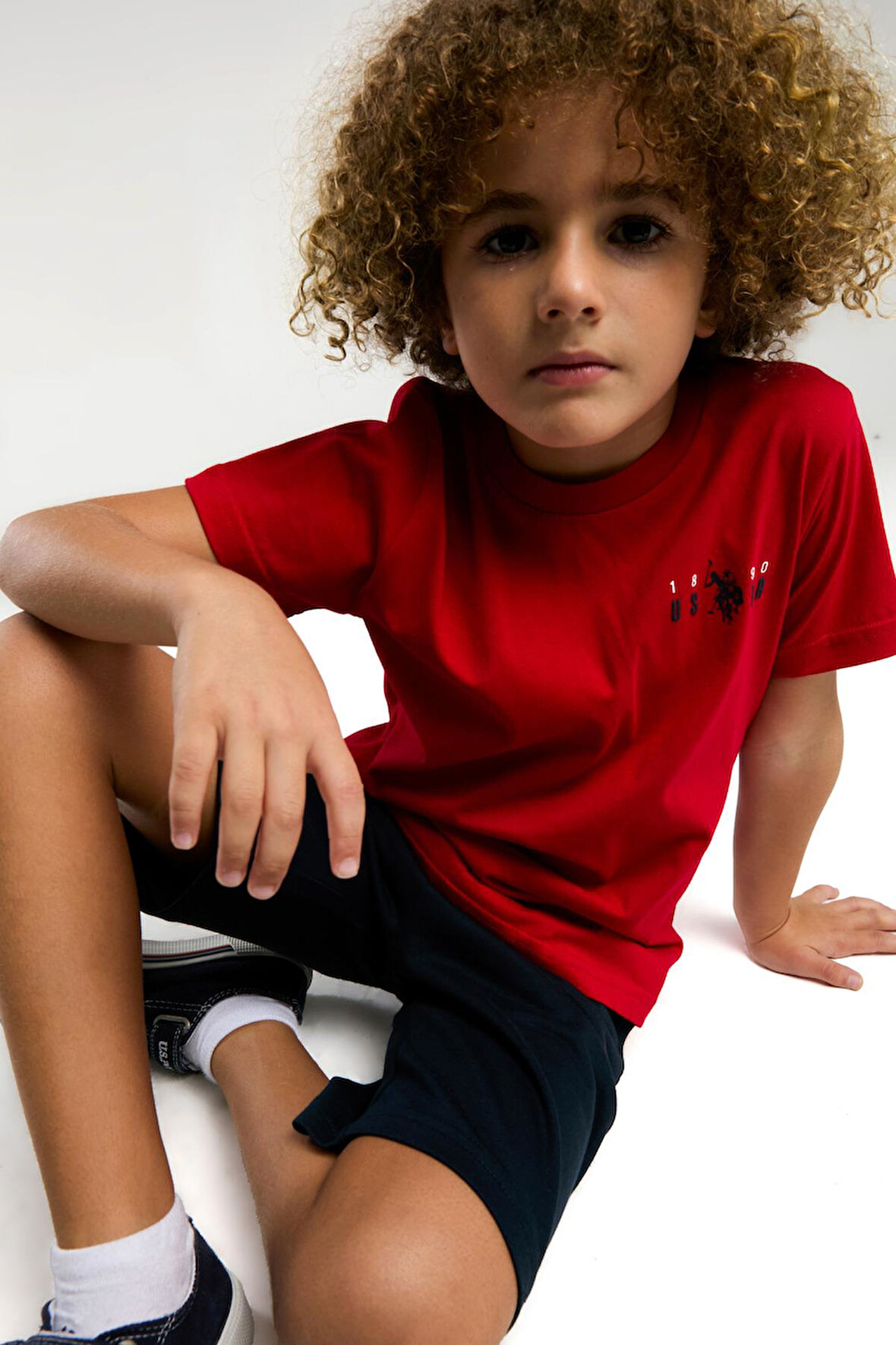 U.S. Polo Assn. Erkek Çocuk Sırt Yazılı Kırmızı Şortlu Bermuda Pijama Takım