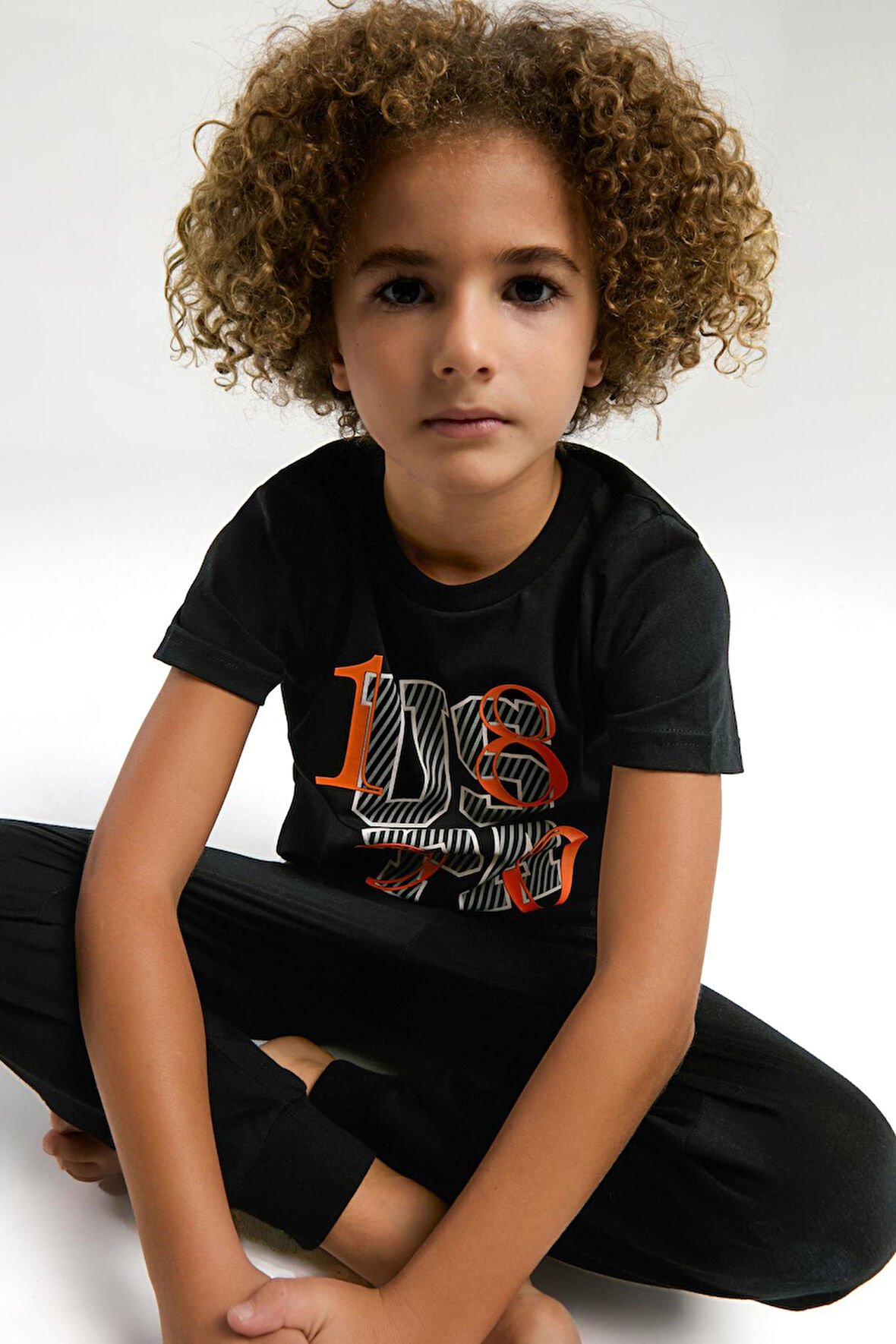 U.S. Polo Assn. Garson Erkek Çocuk Siyah Kısa Kol Paça Lastikli Pijama Takım