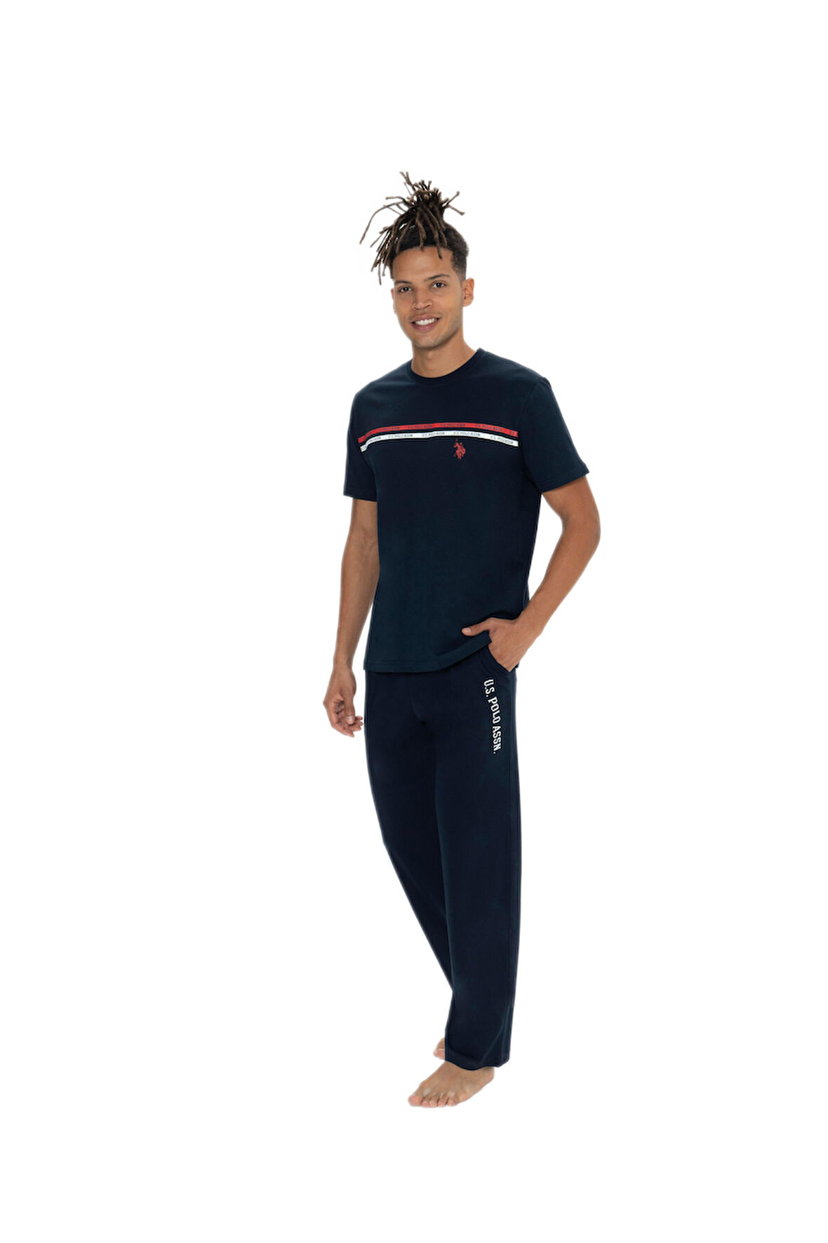 U.S. Polo Assn. Erkek Lacivert Bisiklet Yaka Kısa Kollu Pijama Takım