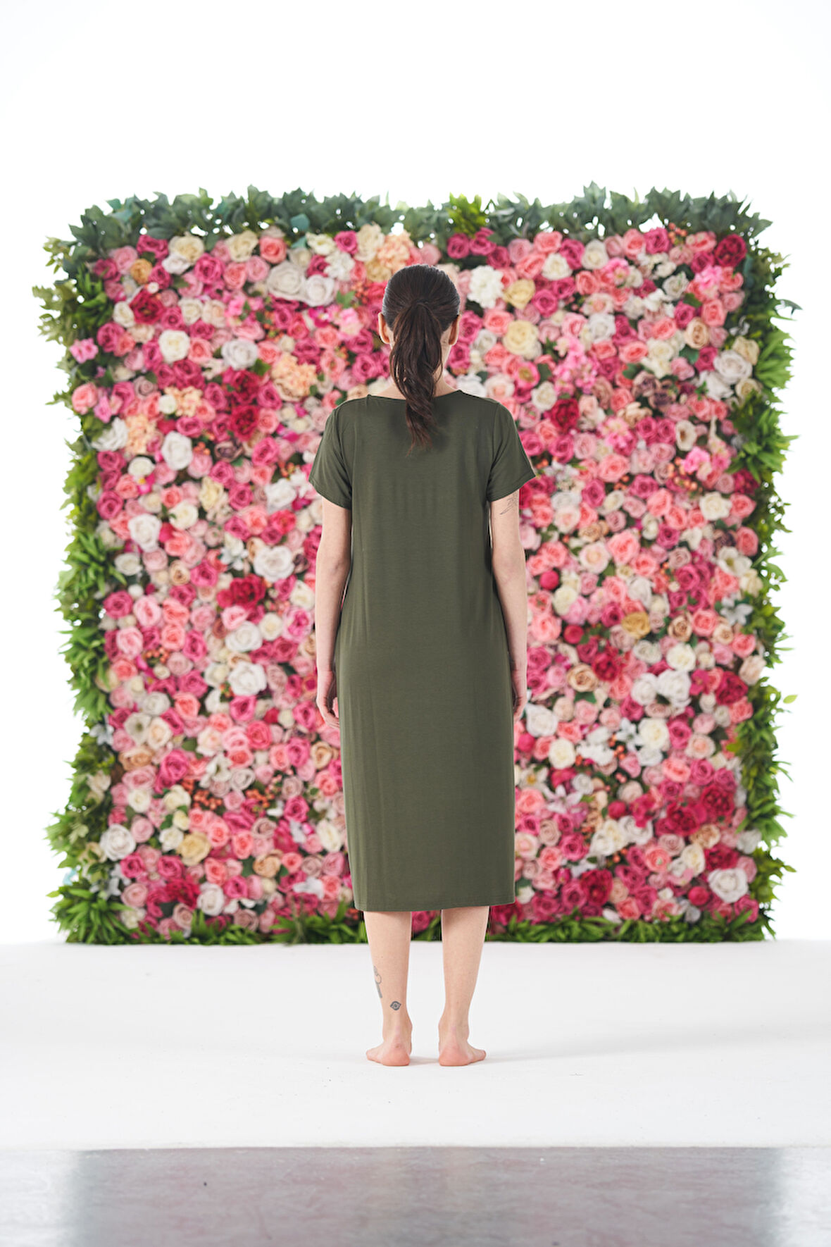 Gd Goldoremi 25234 Kadın Yuvarlak Yaka Bol Cepli Kısa Kollu Elbise