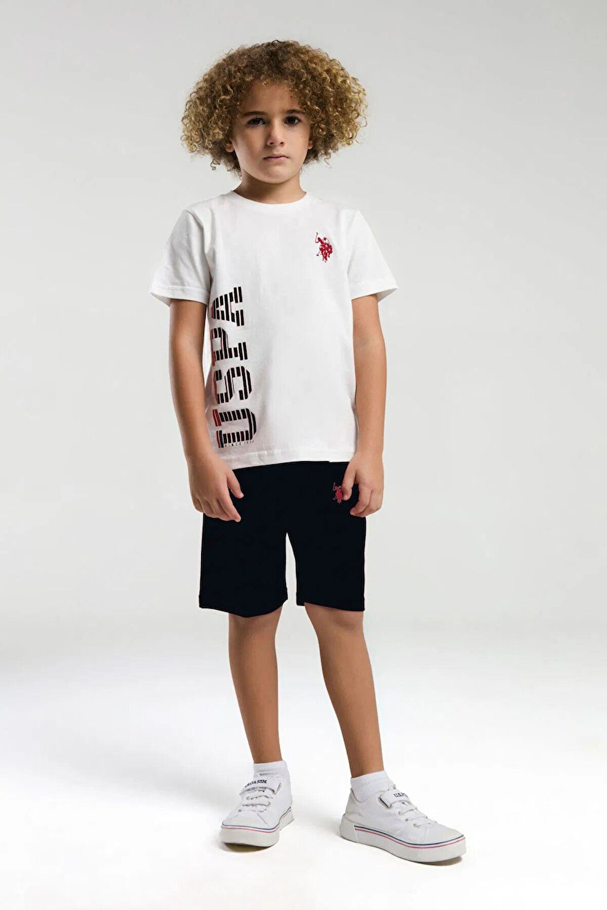 U.S. Polo Assn. 2019 Erkek Çocuk Bisiklet Yaka Logolu Şortlu Kısa Kollu Pijama Takım