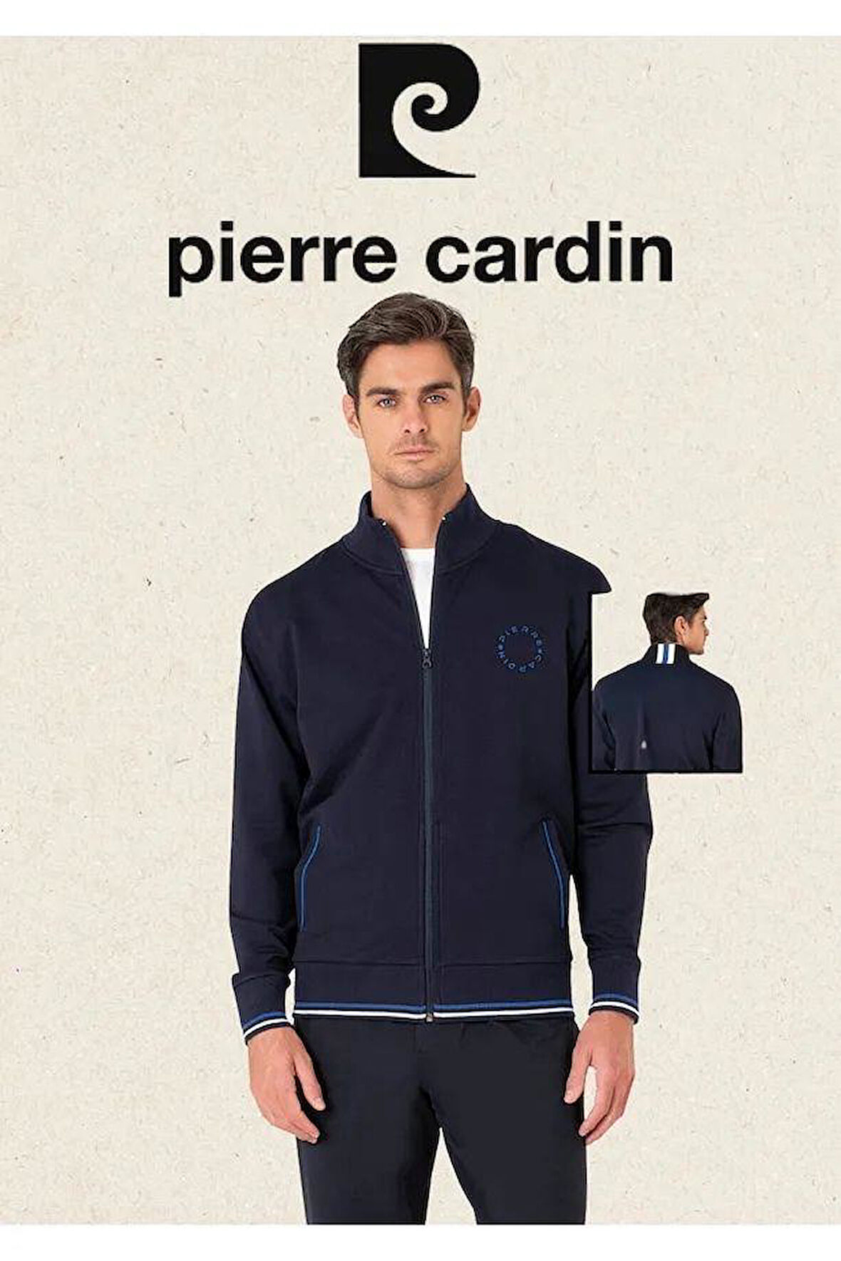 Pierre Cardin Erkek Regular Fit Pamuklu Fermuarlı Çizgi Detay Likralı Eşofman Takımı
