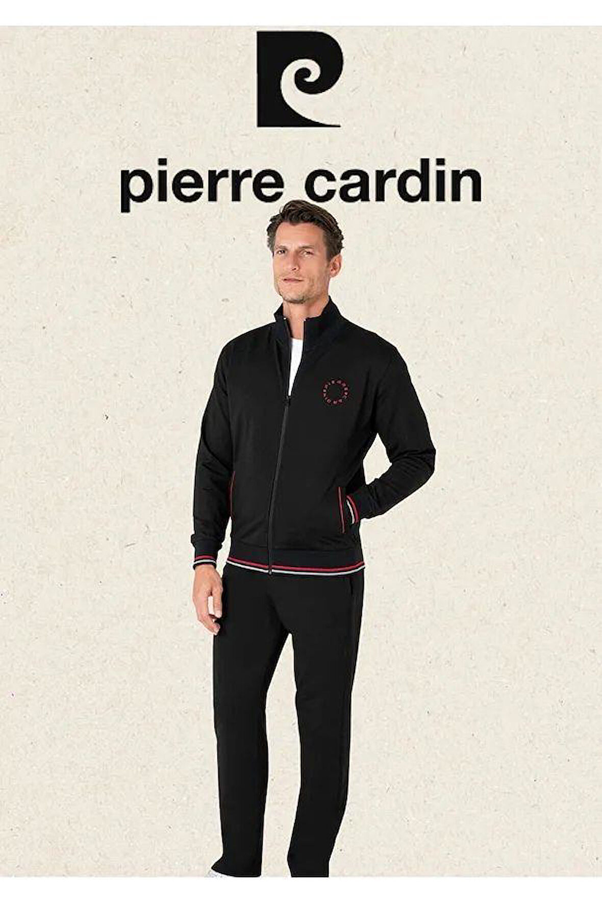 Pierre Cardin Erkek Regular Fit Pamuklu Fermuarlı Çizgi Detay Likralı Eşofman Takımı
