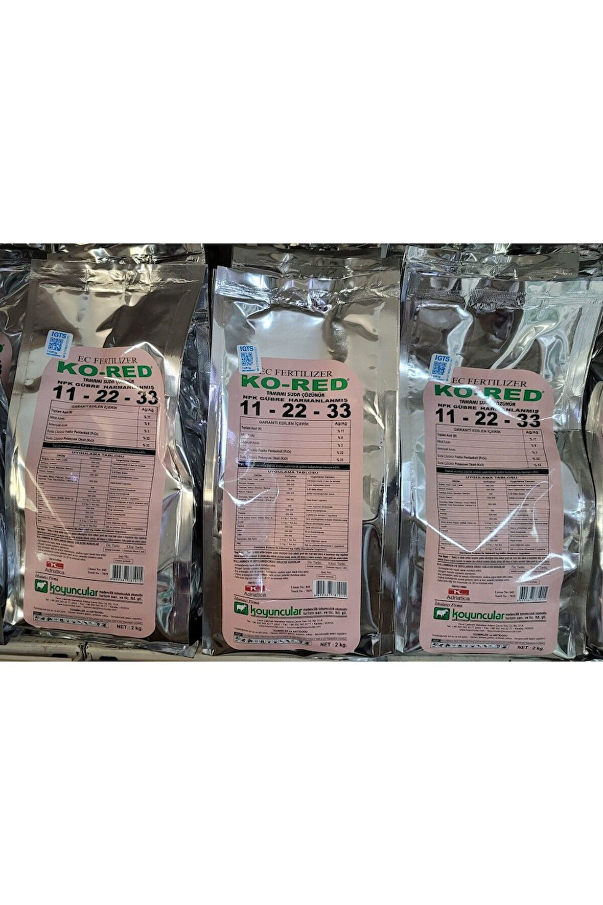 KO-RED 11-22-33 SUDA ÇÖZÜNÜR HARMANLANMIŞ NPK GÜBRE