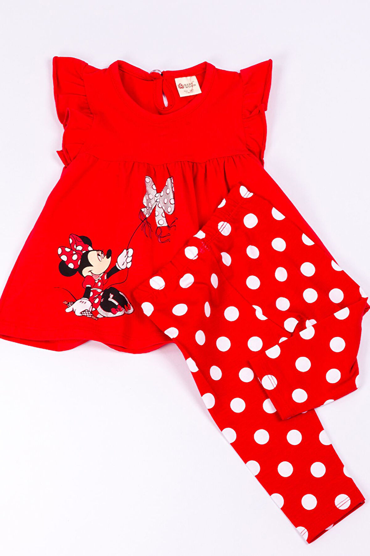 Kiz Çocuk Takim Kapri? Taytli Mi?nni?e Mouse Baskili B10