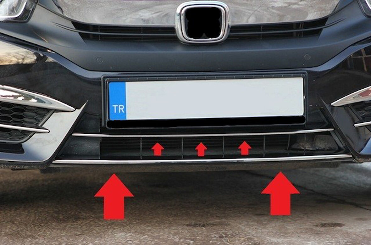 Ön Tampon Çıtaları Krom Üst Kalite 2 Parça Civic SD 2016 Ve Sonrası Modeller İçin