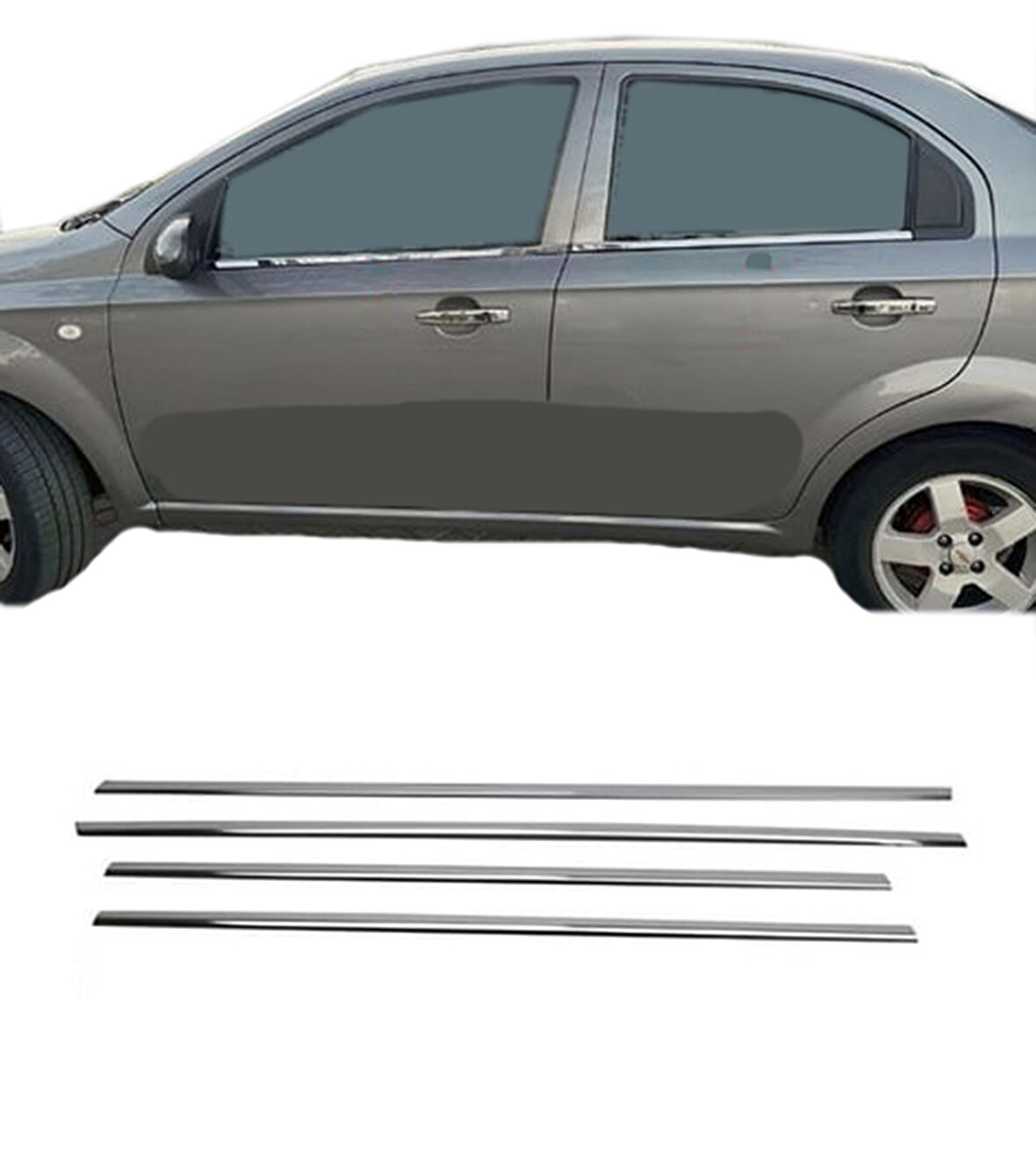 Chevrolet Aveo Cam Çıtası Krom 4 Parça SD 2000 - 2011 Arası Modeller İçin
