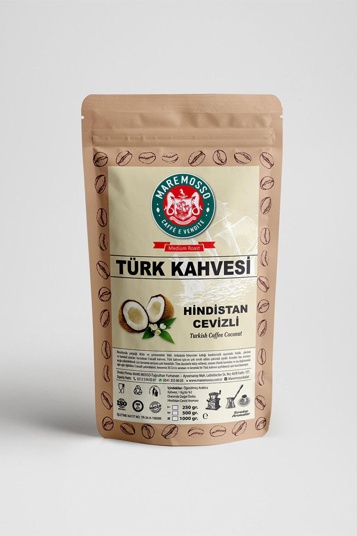 Mare Mosso 250 gr Hindistan Cevizli Türk Kahvesi