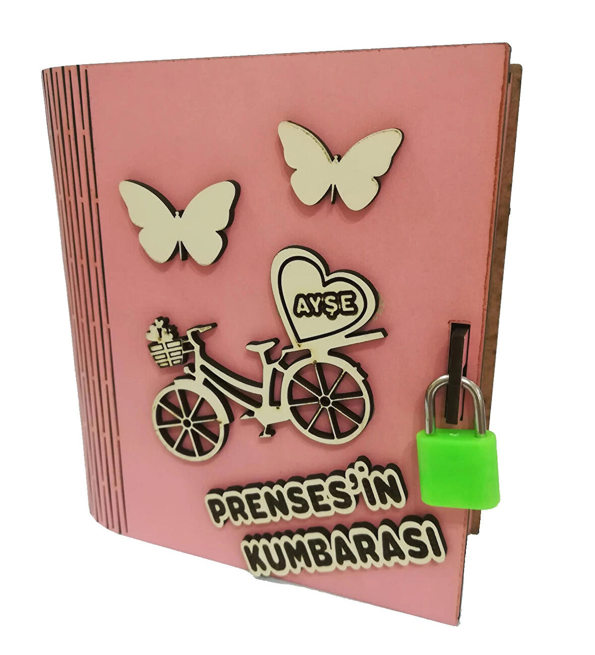 Kişiye Özel Dekoratif Ahşap Kilitli Prenses Kitap Kumbara - TipBox