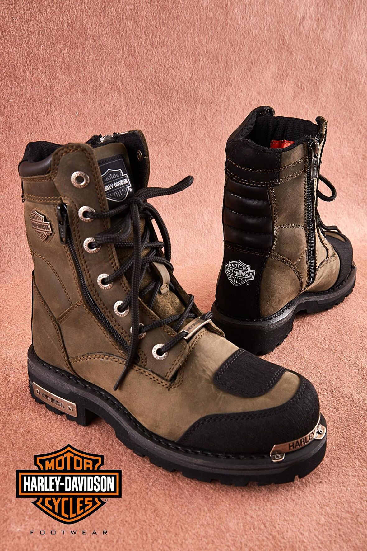 Harley Davidson Olive Hakiki Deri Kadın Bot & Bootie HD0777032103
