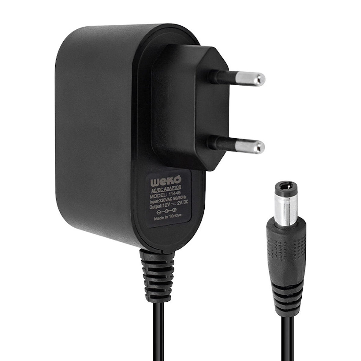 WEKO 12 VOLT - 2 AMPER 5.5*2.5 UÇLU PLASTİK KASA PRİZ TİP ADAPTÖR KUTULU YERLİ ÜRETİM (4324)