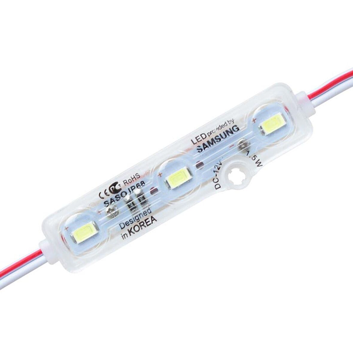 12V IP67 SAMSUNG 5730 BEYAZ MODÜL LED ŞEFFAF KAPAKLI (4324)