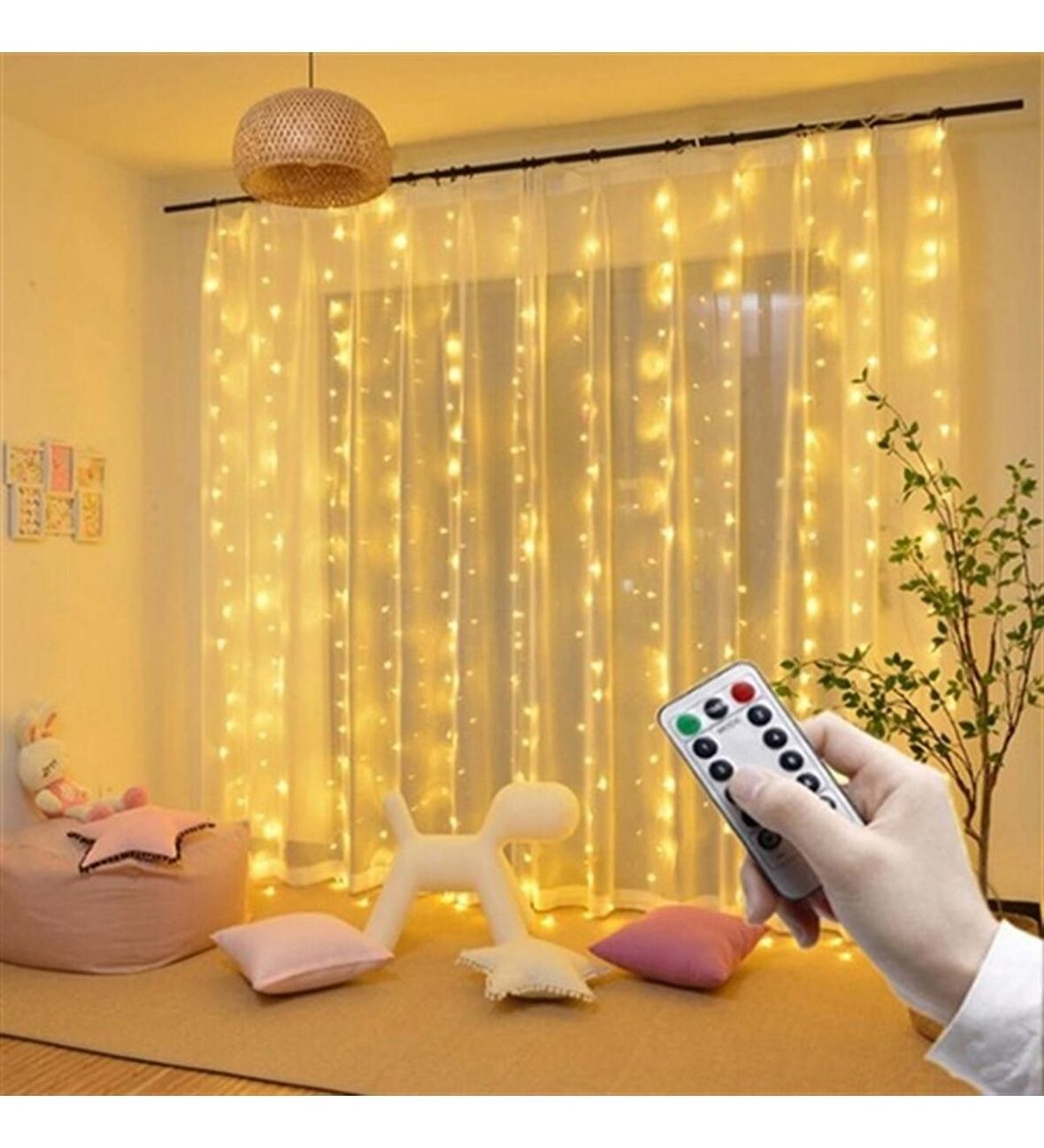 8 Modlu (3 mt X 3 mt ) Perde Led 10 Sarkıtlı USB li 3 Metre Kumandalı Peri Led