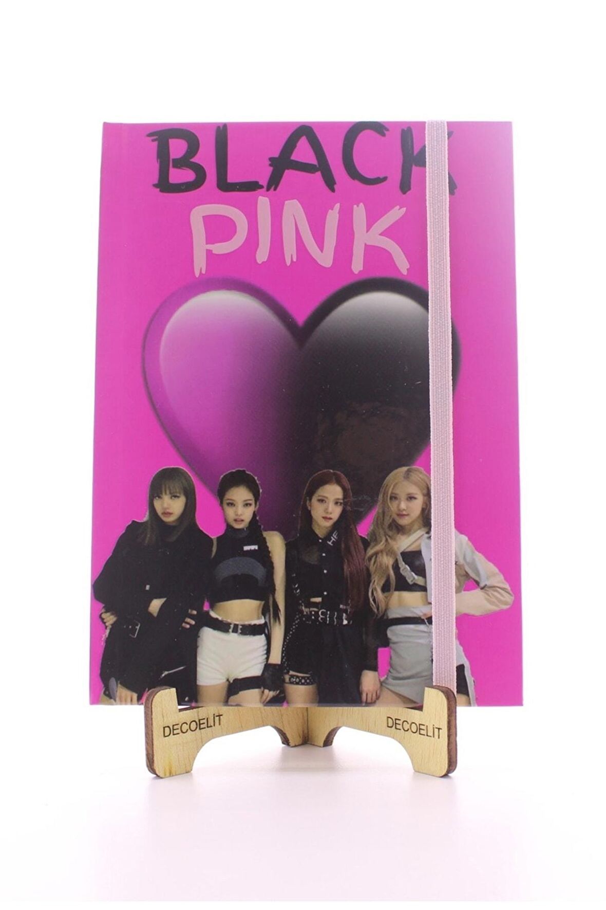 Lastikli Noktalı Sert Kapak Black Pink Defter