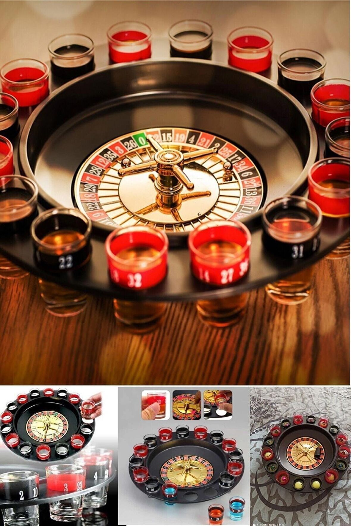 Eğlenceli Zaman Geçirmelik Oyun Shot Bardaklı Rulet Oyunu Drinking Roulette Oyunu Shot Bardaklı