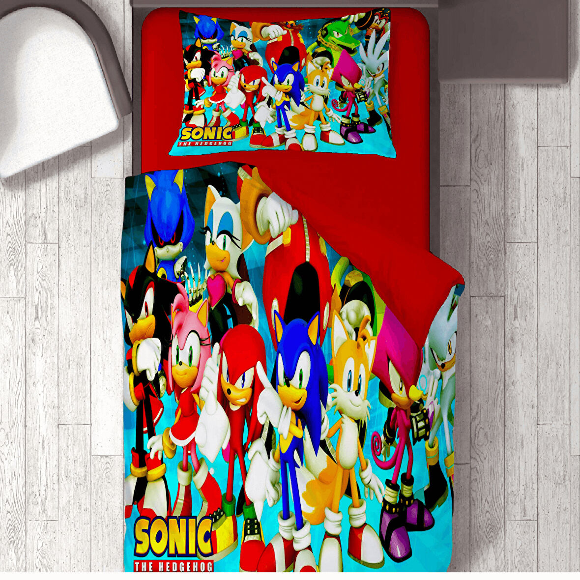Sonic Temalı Baskılı Tek Kişilik Nevresim Takımı