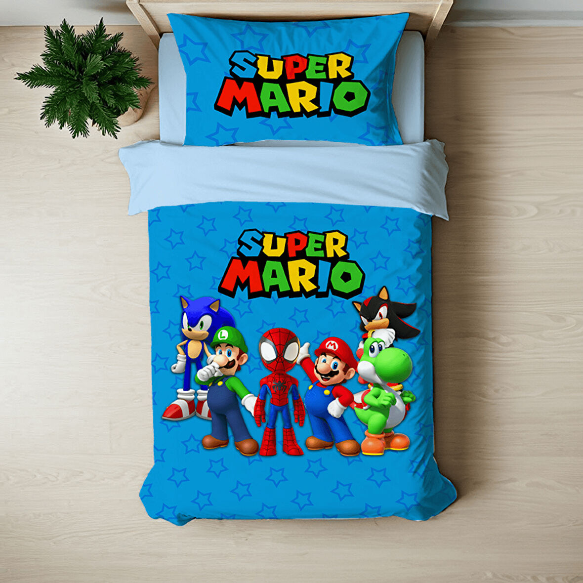 Super Mario Temalı Baskılı Tek Kişilik Nevresim Takımı