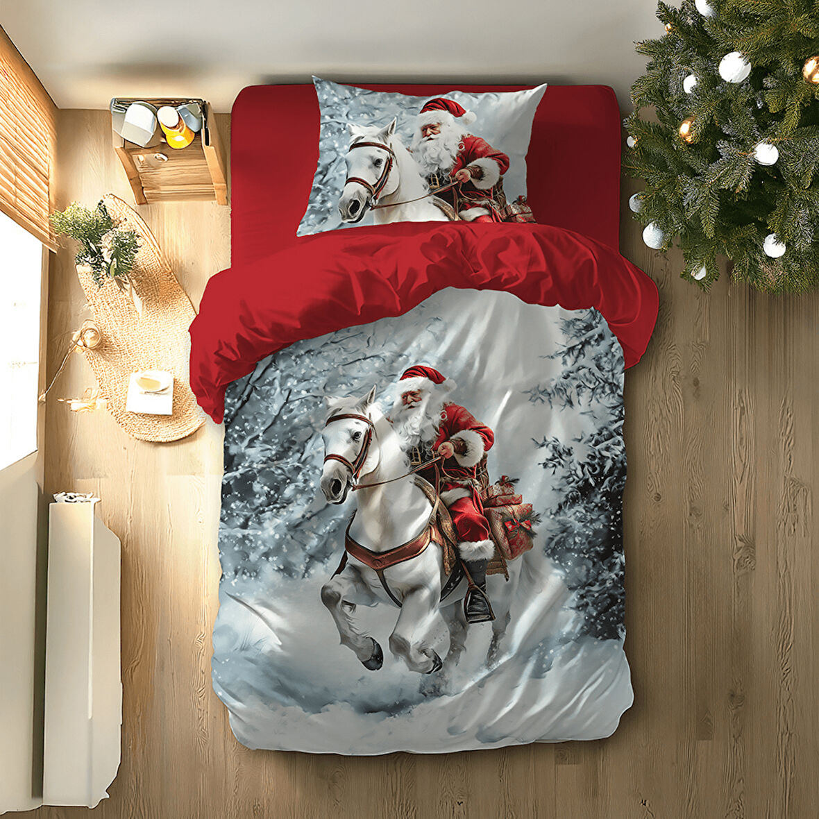 Santa Karlar Temalı Baskılı Tek Kişilik Nevresim Takımı
