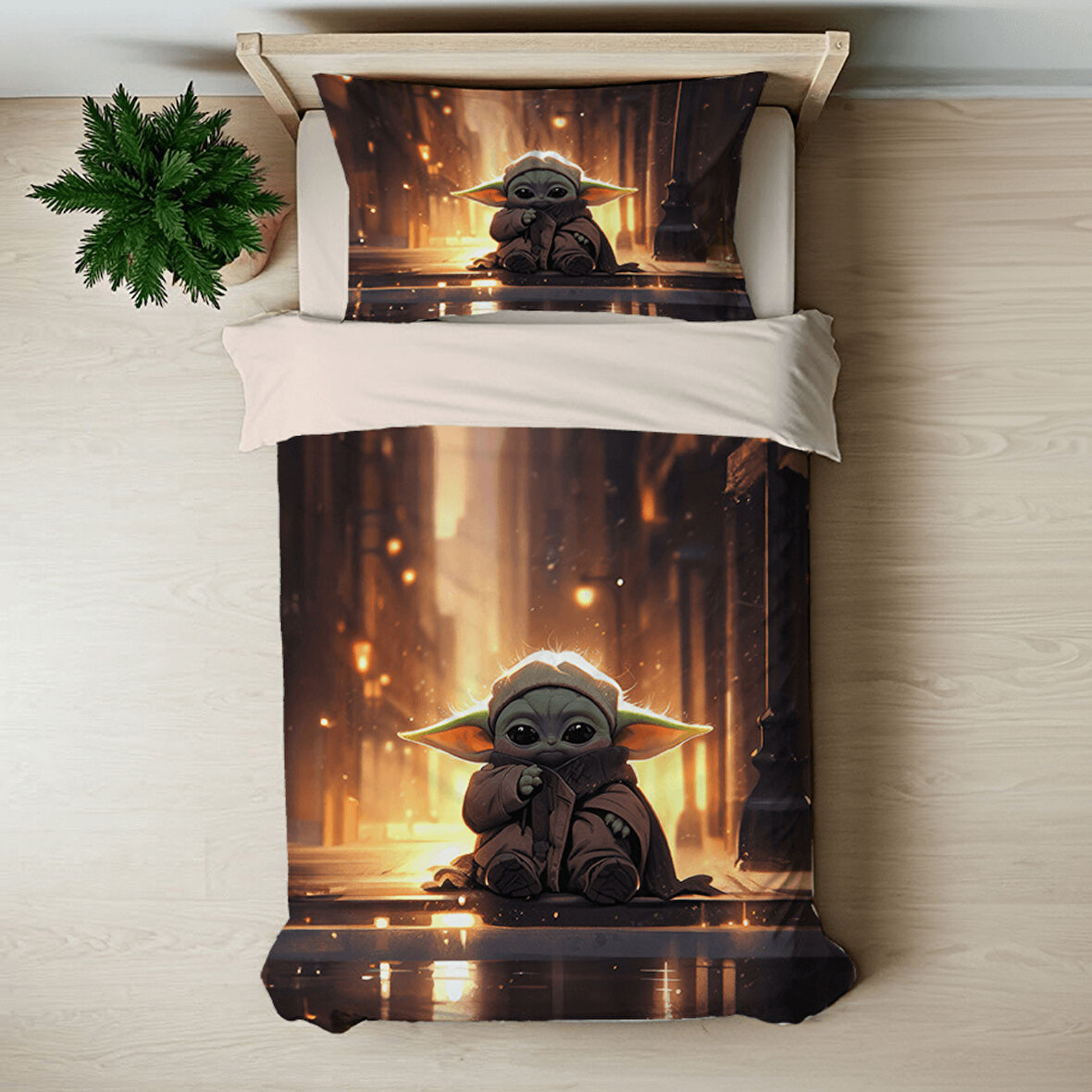 Yoda Temalı Baskılı Tek Kişilik Nevresim Takımı