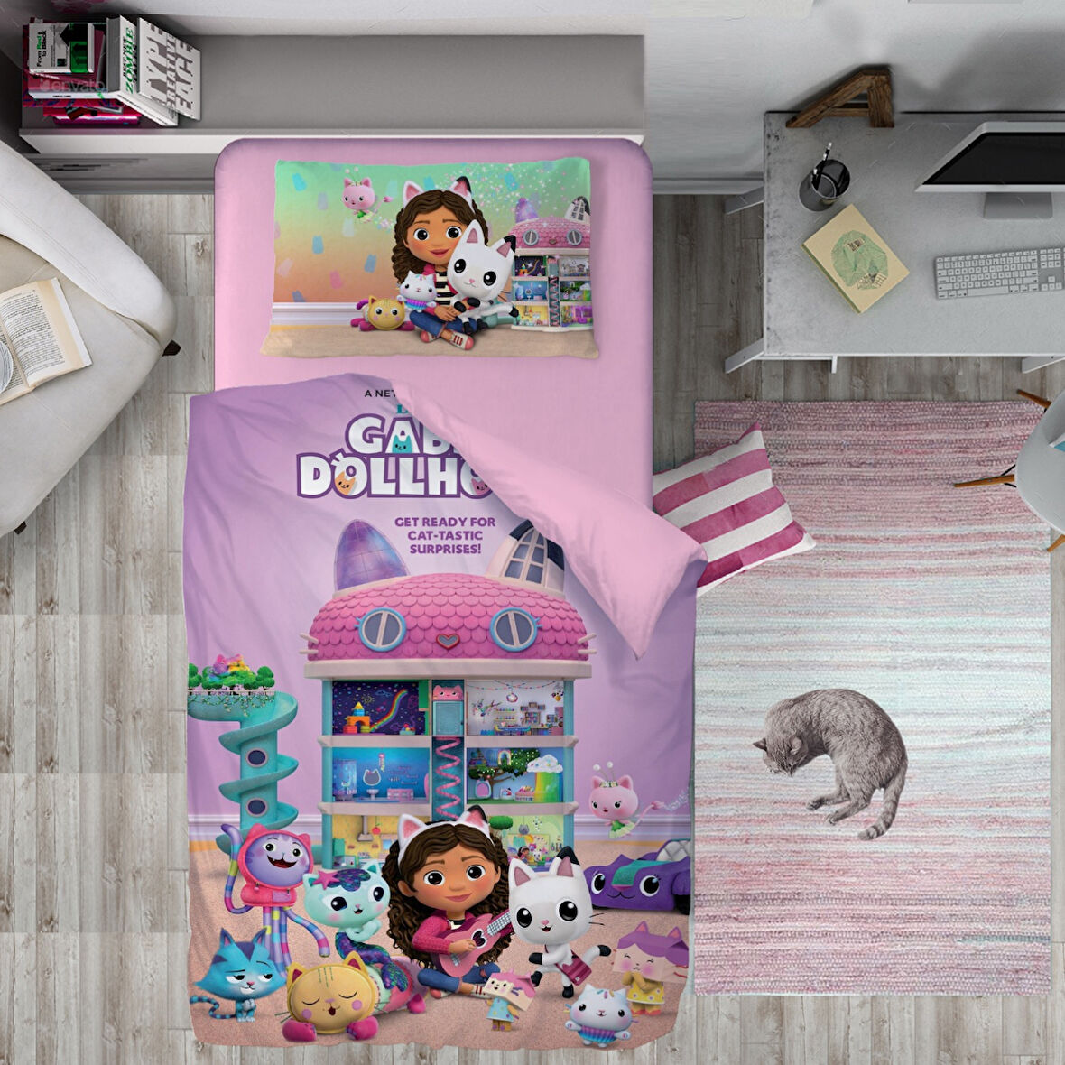 Doll House Temalı Baskılı Tek Kişilik Nevresim Takımı