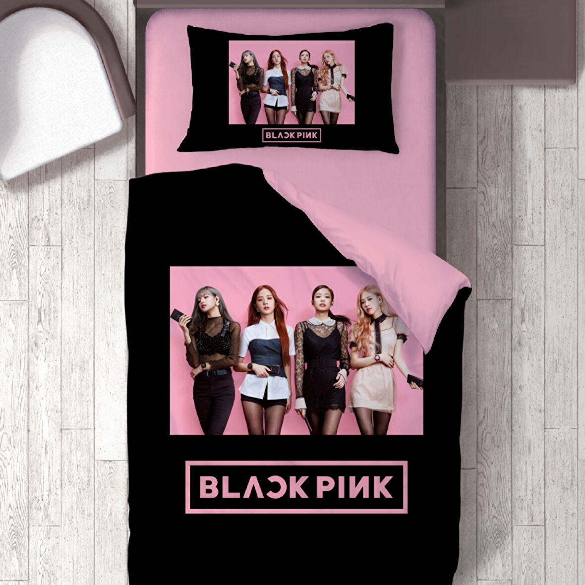Black Pink Temalı Baskılı Tek Kişilik Nevresim Takımı