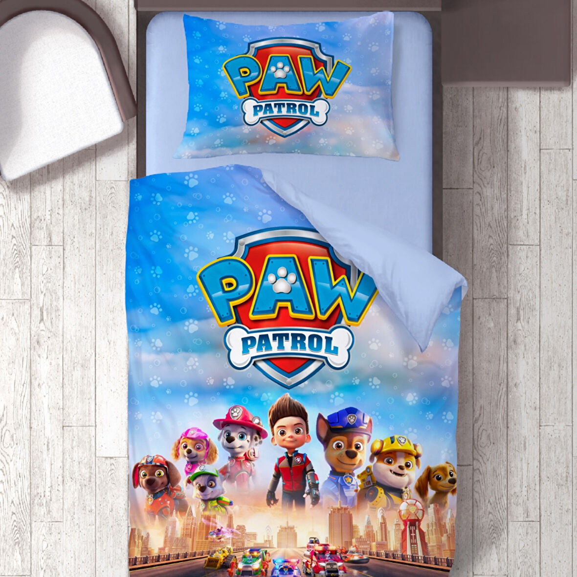 Paw Petrol Temalı Baskılı Tek Kişilik Nevresim Takımı
