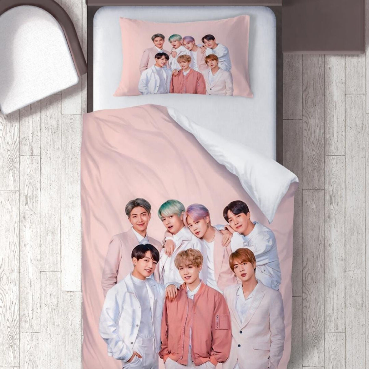 BTS Temalı Baskılı Tek Kişilik Nevresim Takımı